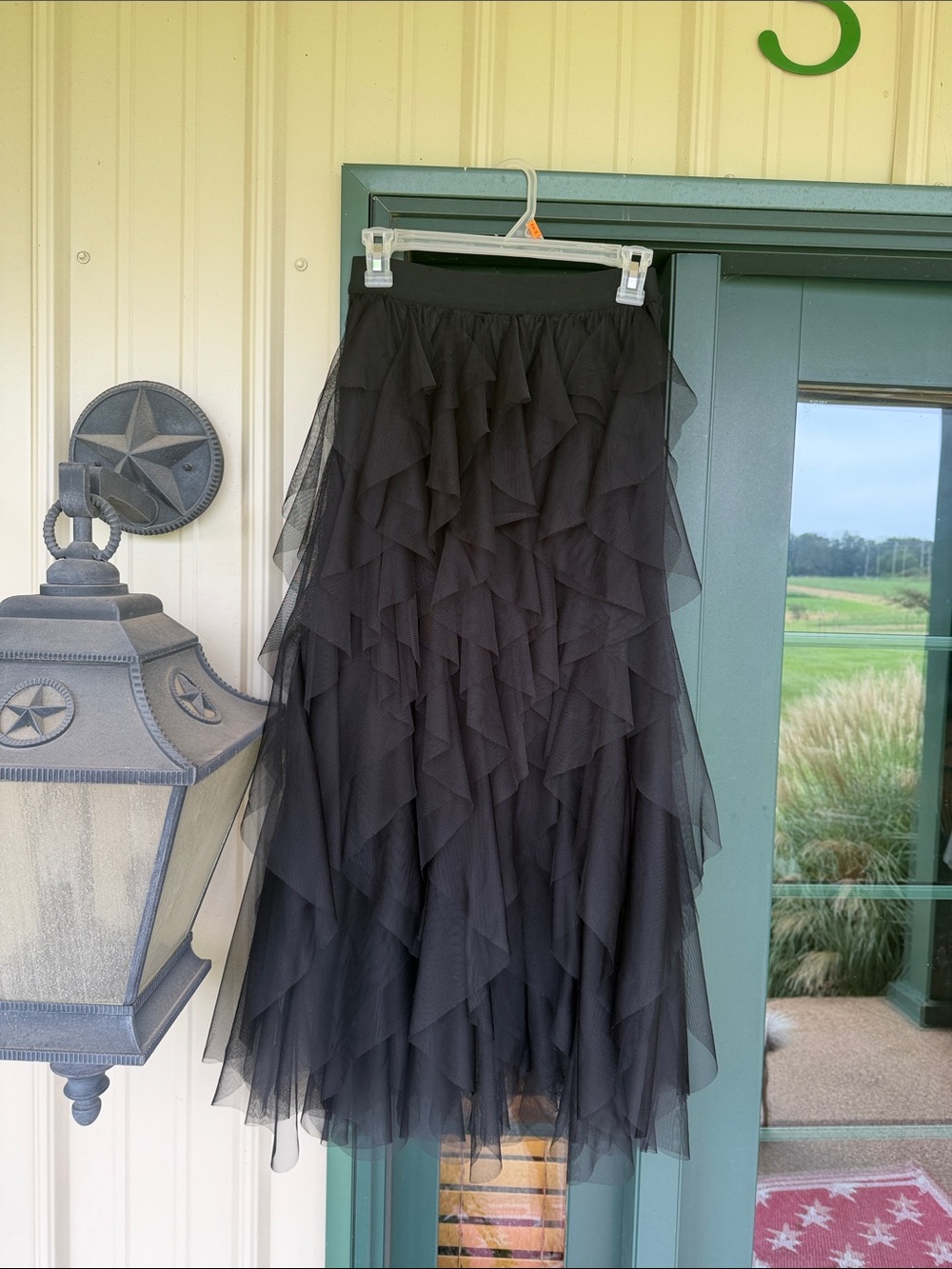 Chelsea & Violet Black Layered Ruffle Maxi Skirt